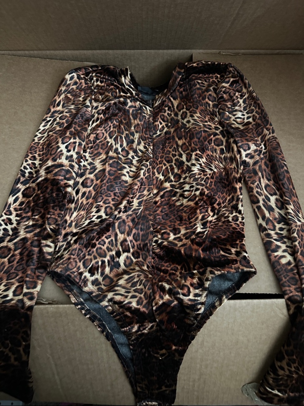 SHEIN Leopard Print Long-Sleeve Bodysuit - Brown